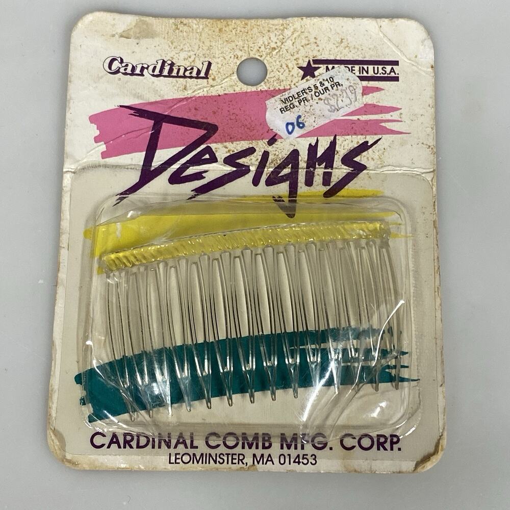 Vintage Cardinal Designs Hair Side Comb Sealed Clear Retro 90s NOS